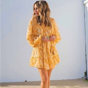 FREE PEOPLE Orange Pop Combo Dress, Size M